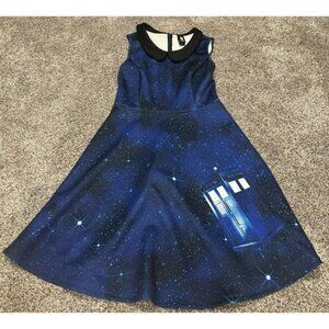 Doctor Who Blue Flowy Dress Small EUC